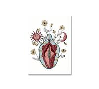 Supkancl Soleil et Lune déesse Art Print Boho féministe Affiche Femme utérus ovaire vulve vagin Toile Photo Docteur Bureau Chambre décoration Murale(Picture 1,15x20cm No Frame)