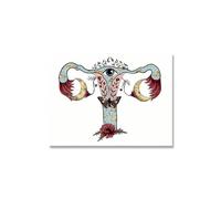 Supkancl Soleil et Lune déesse Art Print Boho féministe Affiche Femme utérus ovaire vulve vagin Toile Photo Docteur Bureau Chambre décoration Murale(Picture 3,A3 30x42cm No Frame)