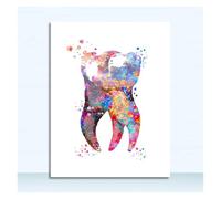 Supkancl Toile Peinture Dents Art Affiches Dentiste Mur Photo médecin Bureau décor dent Anatomique Impression Dentaire molaire Affiche Aquarelle(3,A3 30x42cm No Frame)
