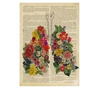 Supkancl Vintage Anatomie Humaine Haslet Coeur Toile Peinture rétro Squelette Floral Mur Art Affiches Imprime Photos Clinique Chambre décor à la Maison(YT1166,50X75cm no Frame)