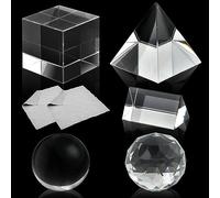 Supkiir Lot de 5 prismes optiques K9 pour photographie avec boule de cristal triangulaire en verre et pyramide optique, prisme arc-en-ciel portable pour photos et enseignement du spectre lumineux