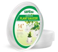 SupKing Large Plant Saucers Drip Tray 6 Pack, 6 8 10 12 14 15 inch Heavy Sturdy Plastic Flower Pot Saucers for Indoor,Clear Plastic Planter Water Tray for Plant Pots Liners (14''-Clear)