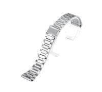 SUPKOUMKBG Bracelet de montre classique en acier inoxydable, petit format carré, 18 mm, A158/A159/AQ230/F91W/AE1200(Steel)