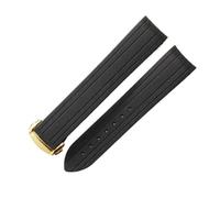 SUPKOUMKBG Bracelet de montre en caoutchouc 20 mm, étanche, adapté for observatoires de plongée(Black-Golden-Z3)