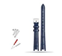 SUPKOUMKBG Bracelet de montre en cuir for boucle ardillon crantée(Dark blue silver pin,12-5mm)