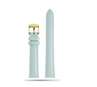 SUPKOUMKBG Bracelet de montre en cuir véritable souple, bleu clair, for tout groupe de 12mm, 14mm, 16mm, 18mm, 20mm(Sky blue golden pin,18mm)