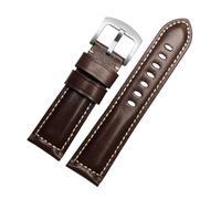 SUPKOUMKBG Bracelet de montre en cuir véritable, Vintage, 22mm, 24mm, 26mm(Dark brown silver B,22mm)