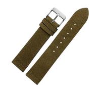 SUPKOUMKBG Bracelet de montre en cuir véritable, Vintage, marron clair, gris, vert, for toute marque, 16, 18, 20, 22mm(Army green,16mm Rose gold clasp)