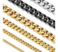 Suplight 3MM Chaîne Doré 56cm Acier Inoxydable Collier Maille Miami Cubaine Gourmette Homme Collier Pendentif pour Lui Bijou Garçon Tendance Hip Hop Style