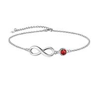 Suplight 925 Argent Sterling Grenat Rouge Janvier Pierre de Naissance Bracelet de Cheville pour Femmes Ado Filles Été Plage Bijoux Dainty Infini Bracelet de Cheville