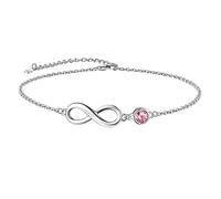 Suplight 925 Argent Sterling Infini Anklet pour Femme Chaîne de Pied d’Été Bijoux Octobre Pierres de Naissance Bracelets de Cheville