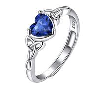 Suplight Bague Celtique pour Femmes Filles en Argent 925 Sterling Pierre de Naissance Bijoux Bling Bling Cadeau Anniversaire Zircon Saphir Bleu Septembre