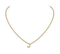 Suplight Bijoux Collier Femme Lettre Plaqué Or Pendentif Initial Simple/Bling-Bling Chaîne Ajustable 2mm/45cm Accessoire de Robe Pull Cadeau Anniversaire Noël