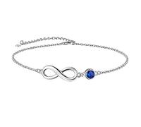 Suplight Bracelets de Cheville Infini pour Femme Beach Anklet Bleu Saphir September Birthstone Anklet Argent Sterling