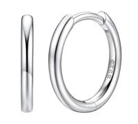 Suplight Cadeau pour Maman 14mm Huggie boucle d oreille créole homme Argent 925 Sterling Créole Huggie Vintage boucles doreilles femme boucles d'oreilles noel