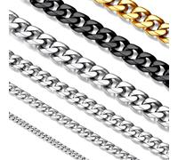 Suplight Chaine pour Homme argent Miami Acier Inoxydable 61 cm Chaîne Maille Gourmette Cubaine en 6MM Bijou Tendance Street Style