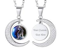 Suplight Collier Astrologique Bélier Plaqué Or Chaîne 50+5cm Pendentif Lune et Plaque Doré Bijou Tendance pour Femme Jeune Fille
