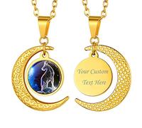 Suplight Collier Astrologique Bélier Plaqué Or Chaîne 50+5cm Pendentif Lune et Plaque Doré Bijou Tendance pour Femme Jeune Fille