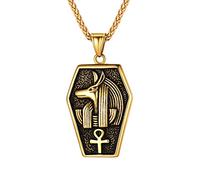 Suplight Collier avec Pendentif Dieu égyptien de la Mort Anubis Irrégulier Acier Inoxydable Bijoux Religieux pour Homme Femme Pendentif avec Chaîne Or