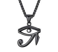 Suplight Collier avec pendentif œil d'Horus en argent sterling 925 et acier inoxydable - Croix de serpent - Anu ieu de la mort - Collier avec pendentif égyptien antique pour homme et femme (avec