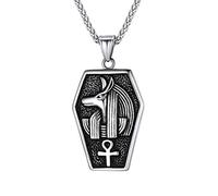 Suplight Collier avec pendentif œil d'Horus en argent sterling 925 et acier inoxydable - Croix de serpent - Anu ieu de la mort - Collier avec pendentif égyptien antique pour homme et femme (avec