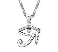 Suplight Collier avec Pendentif Oeil d'Horus/Croix égyptienne/Anubis/Serpent en Acier Inoxydable Bijoux Religieux pour Homme Femme Pendentif avec Chaîne Argent