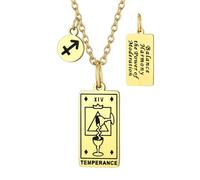Suplight Collier horoscope en acier inoxydable avec pendentif en forme de carte de tarot et pendentif pour les amateurs de tarot et d'horoscope, argent/or, 45 + 5 cm de longueur de la chaîne