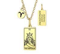 Suplight Collier horoscope en acier inoxydable avec pendentif en forme de carte de tarot et pendentif pour les amateurs de tarot et d'horoscope, argent/or, 45 + 5 cm de longueur de la chaîne, Argent