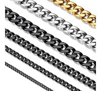 Suplight Grande Chaîne Cubaine Miami Noir Homme Longue 71 cm Chain Maille Cubaine 6MM en Acier Inoxydable Bijou Garçon Tendance Rapper Style