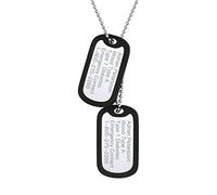 Suplight Homme Collier Acier Personnalisé 2 Pendentif Dog Tag Gravé avec Message + Chaîne Boule 60cm Cadeau Parfait pour Fête des Pères