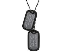 Suplight Hommme Collier Dog Tag Noir Personnalisé 2 Pendentif Personnalisable avec Texte + Chaîne 60cm Bijou Cadeau Anniversaire Fête des Pères Noël