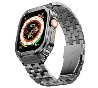 SUPLINK Coque en acier inoxydable avec bracelets compatibles avec Apple Watch Ultra Band / 3/ Apple Watch Ultra 2 de 49 mm, pare-chocs en métal robuste pour iWatch pour homme, gris sidéral