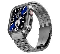 SUPLINK Coque en acier inoxydable pour bracelet compatible avec Apple Watch 42mm 44mm Men, Metal Rugged Protective Bumper pour iWatch Apple Watch Series SE (3/2/1) 6 5 4 3 2 1 Band, Gris sidéral