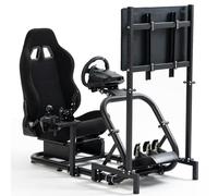 Supllueer Racing Sim cockpit avec siège ergonomique et support de moniteur adapté pour Logitech/Fanatec/Thrustmaster G27 G923 G920,50 mm Support de simulateur de conduite à tube rond, pas