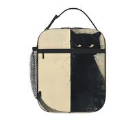 SUPLUCHOM Sac à déjeuner motif chat vintage isotherme réutilisable avec poche latérale pour fille, garçon, femme, homme, travail, école, pique-nique, randonnée, excursion d'une journée à partir de 3