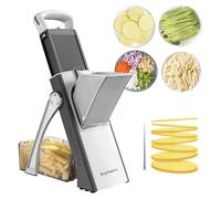 SupMaKin Mandoline de Cuisine Safety Slicer Manuelle Multifonction Tous Coupe Légumes Lame en acier inoxydable, Julienne, Cubes, Fcoupe Patate Frite carotte,Euroshopping (Blanc)