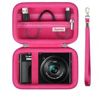 Supmay Case pour Panasonic Lumix TZ99 | Appareil Photo Compact Zoom Puissant/LX10 ZS200D ZS200 ZS80D ZS80 ZS100 ZS70 ZS60 Caméra, Sac de Protection avec Poche en Maille pour Batterie, Roserouge