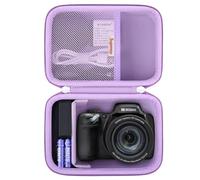 Supmay Dur Sac de Transport pour Kodak PIXPRO AZ405/ AZ528/ AZ425/ AZ255/ AZ401 caméra numérique, Vlogging caméra de Stockage Porte Sac de Voyage avec Poche en Maille pour Batterie, câble USB, Violet