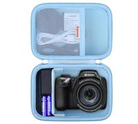 Supmay Dur Sac de Transport pour Kodak PIXPRO AZ405/ AZ528/ AZ425/ AZ255/ AZ401 caméra numérique, Vlogging caméra de Stockage Porte Sac de Voyage avec Poche en Maille pour Batterie, câble USB, Bleu