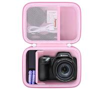Supmay Dur Sac de Transport pour Kodak PIXPRO AZ405/ AZ528/ AZ425/ AZ255/ AZ401 caméra numérique, Vlogging caméra de Stockage Porte Sac de Voyage avec Poche en Maille pour Batterie, câble USB, Rose