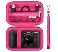 Supmay Étui de transport dur pour appareil photo numérique Canon PowerShot V1, sac de voyage de stockage avec poche en maille à fermeture éclaire pour la batterie, câble de charge, carte USB,Roserouge