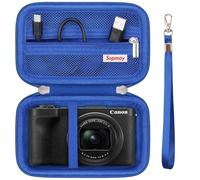 Supmay Étui de Transport Dur pour Appareil Photo numérique Canon PowerShot V1, Sac de Voyage de Stockage avec Poche en Maille à Fermeture éclaire pour la Batterie, câble de Charge, Carte USB, Bleu