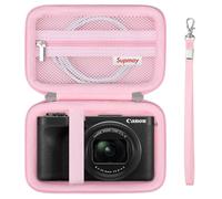 Supmay Étui de Transport Dur pour Appareil Photo numérique Canon PowerShot V1, Sac de Voyage de Stockage avec Poche en Maille à Fermeture éclaire pour la Batterie, câble de Charge, Carte USB, Rose