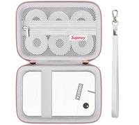 Supmay Étui de transport pour étiqueteuse ORGSTA S001/pour étiqueteuse ORGBRO X1, sac de rangement portable Bluetooth avec poche en maille pour rubans, câble de type C, blanc