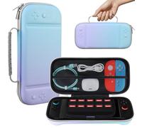 Supmay Étui de transport pour Nintendo Switch 2, étui de voyage rigide et portable avec poche en filet pouvant contenir 10 cartouches de jeux, Violet-bleu fantaisie