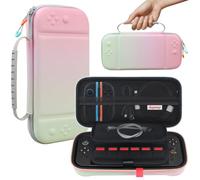 Supmay Étui de Transport pour Nintendo Switch 2, étui de Voyage Rigide et Portable avec Poche en Filet pouvant contenir 24 Cartouches de Jeux, Rose Fantaisie et Vert