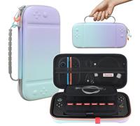 Supmay Étui de Transport pour Nintendo Switch 2, étui de Voyage Rigide et Portable avec Poche en Filet pouvant contenir 24 Cartouches de Jeux, Violet-Bleu Fantaisie