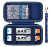 Supmay Étui de transport rigide compatible avec 2 stylos EpiPen ou Auvi-Q, étui de voyage médical avec poches en maille pour inhalateur d'asthme, gouttes oculaires, bleu