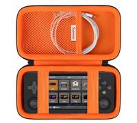 Supmay Étui de transport rigide compatible avec les jeux portables Beijue 16 bits, étui de protection rétro pour jeux vidéo avec poche en maille pour chargement USB, noir + orange