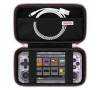 Supmay Étui de transport rigide compatible avec les jeux portables Beijue 16 bits, étui de protection rétro pour jeux vidéo avec poche en maille pour le chargement USB, or rose